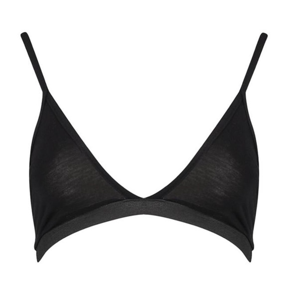 NWT BOOHOO Black Jersey Triangle Bra Bralette XS - Picture 2 of 4